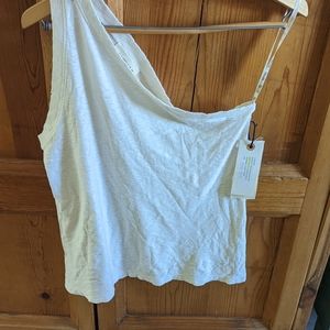 Margot One Shoulder Tee, dirty white, Nation LTD, women's small
